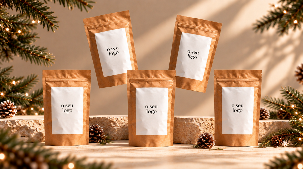 Sacos de pipocas Pepita personalizados com o logótipo da empresa, presente de Natal para colaboradores